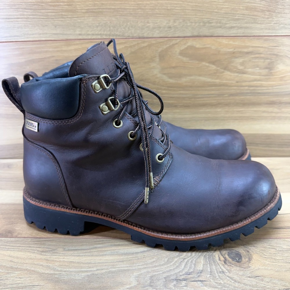 LL BEAN Tek 2.5 Waterproof Work Boots Mens 10.5 M Brown Leather Vibram Lug Soles